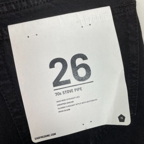 Re/Done 70s Stove Pipe High Rise Straight Leg Rigid Denim Button Fly Jeans 26 - Picture 7 of 12